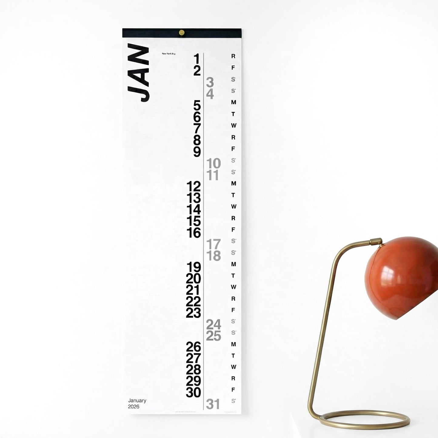 2026 Large white vertical calendar